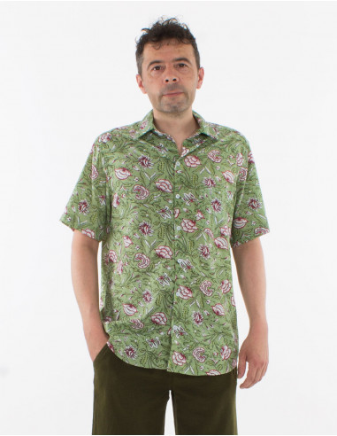 Men's short-sleeved lightweight cotton shirt