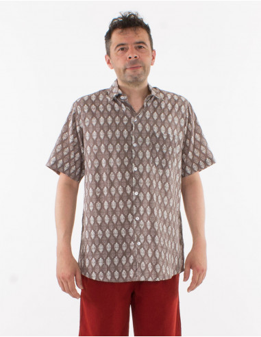 Men's short-sleeved lightweight cotton shirt