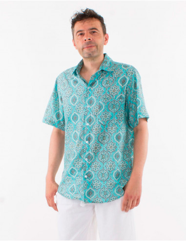 Men's short-sleeved lightweight cotton shirt