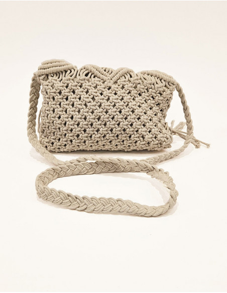 Sac coton macramé avec doublure 25X20cm