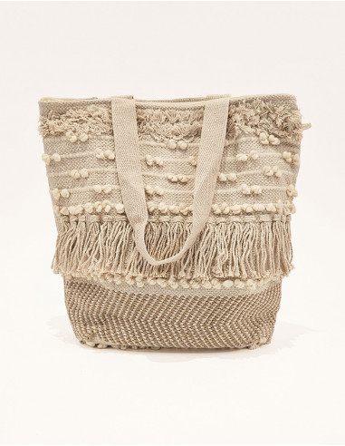 Macramé cotton bag with lining 45X45CM