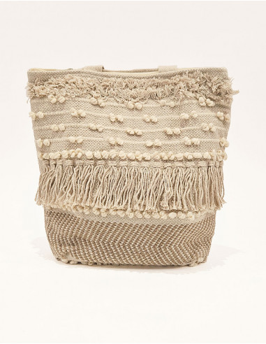 Macramé cotton bag with lining 45X45CM