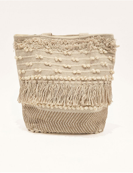 Macramé cotton bag with lining 45X45CM