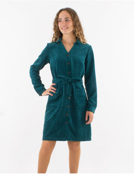 Corduroy 88% polyester 12% polyamide buttoned dress