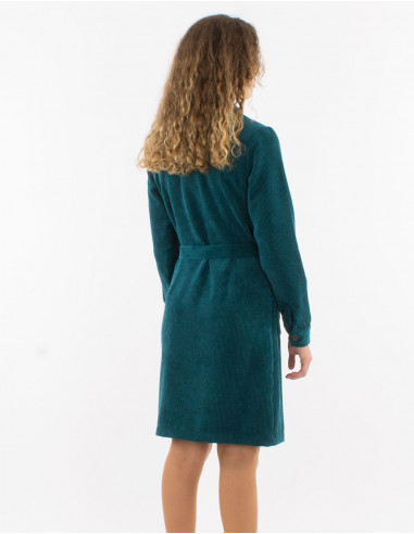 Corduroy 88% polyester 12% polyamide buttoned dress