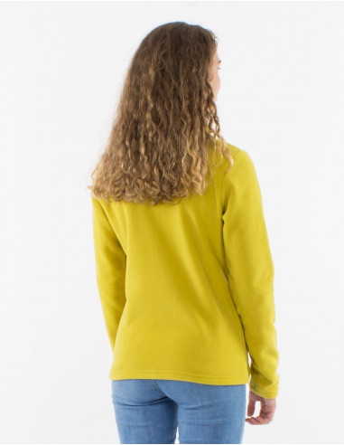 Veste maille polyester polaire col broderie fleurs