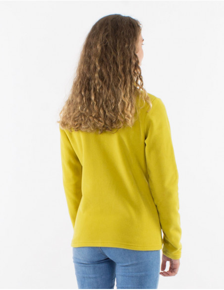 Veste maille polyester polaire col broderie fleurs