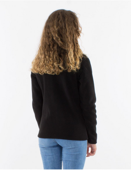 Veste maille polyester polaire col broderie fleurs