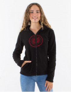 Veste maille polyester polaire capuche broderie rosace 2