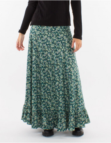 Jupe longue polyester doublée imprimé doré