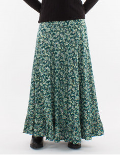 Polyester long skirt with lining and golden print 2