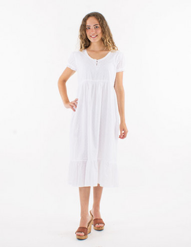 Robe coton longue doublure voile coton