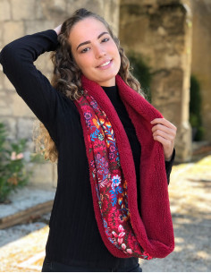 Echarpe snood maille 95% polyester 5% élasthanne doublée imprimé Peace