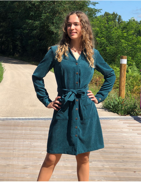 Corduroy 88% polyester 12% polyamide buttoned dress