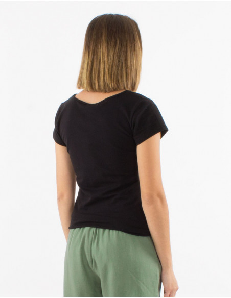 95% cotton 5% elastane plain tee shirt with short sleeves