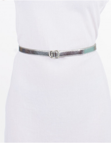 Ceinture polyuréthane unie boucle métal