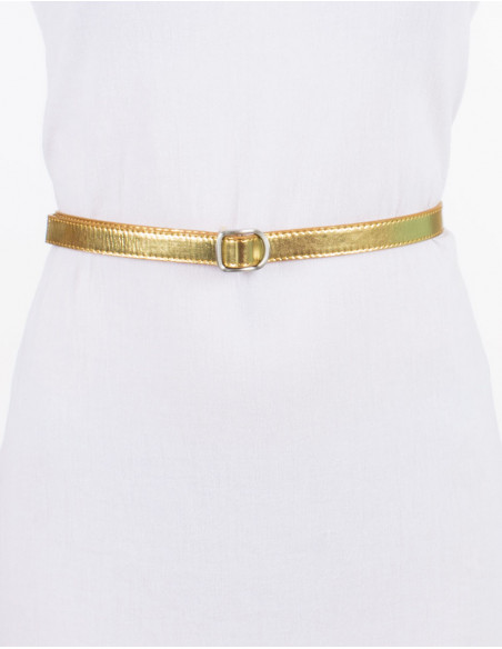 Ceinture polyuréthane unie boucle métal