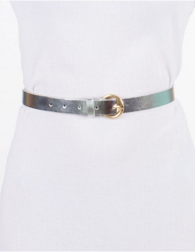 Ceinture polyuréthane unie boucle métal