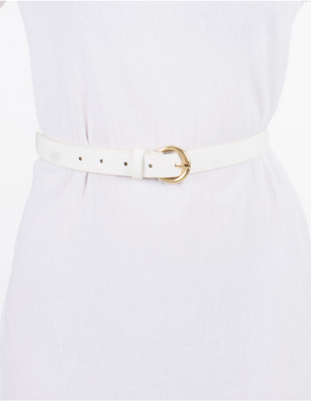 Ceinture polyuréthane unie boucle métal