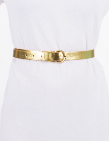 Ceinture polyuréthane unie boucle métal