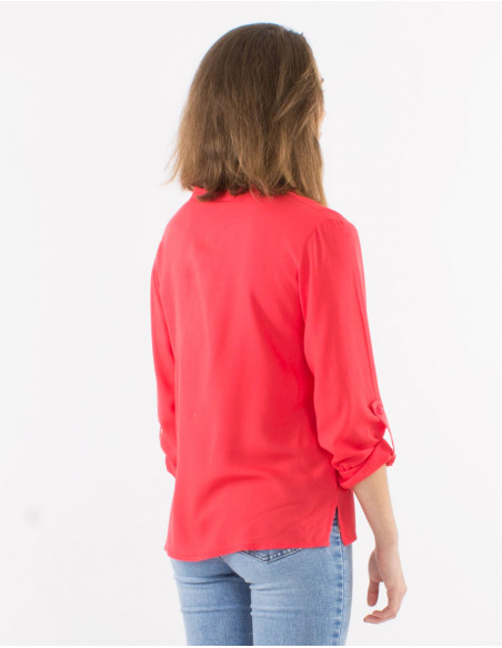 Plain buttoned long sleeves viscose blouse