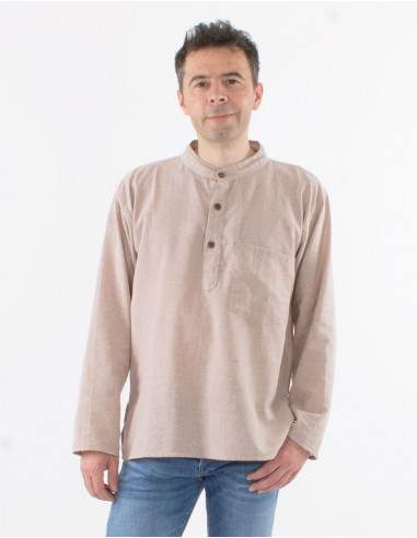 Chemise homme coton manches longues naturel kurta
