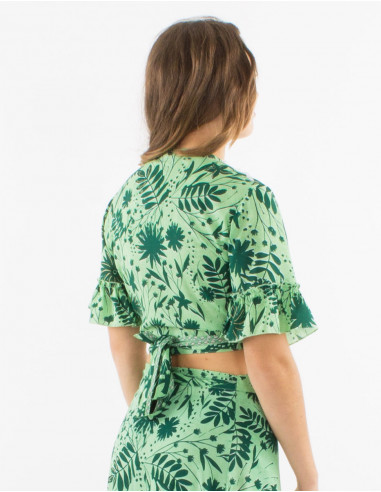 Polyester short sleeves blouse and "aster dore" print