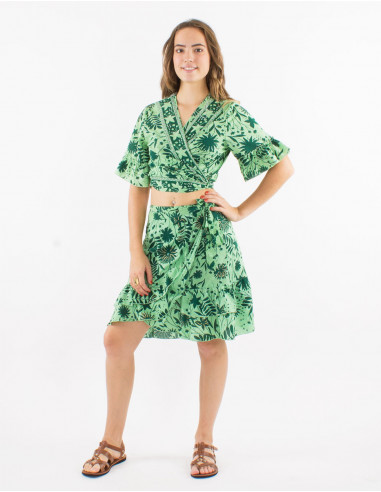 Polyester short sleeves blouse and "aster dore" print