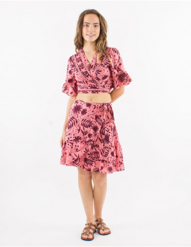 Polyester short sleeves blouse and "aster dore" print