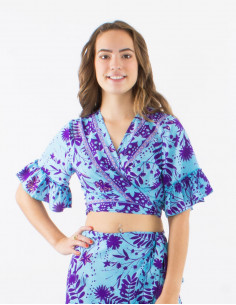 Chemisier polyester manches courtes imprimé Aster doré 2