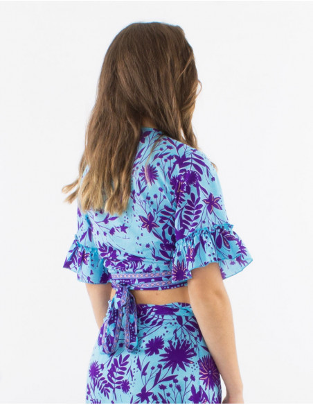 Polyester short sleeves blouse and "aster dore" print