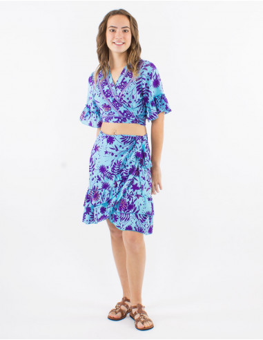 Polyester short sleeves blouse and "aster dore" print