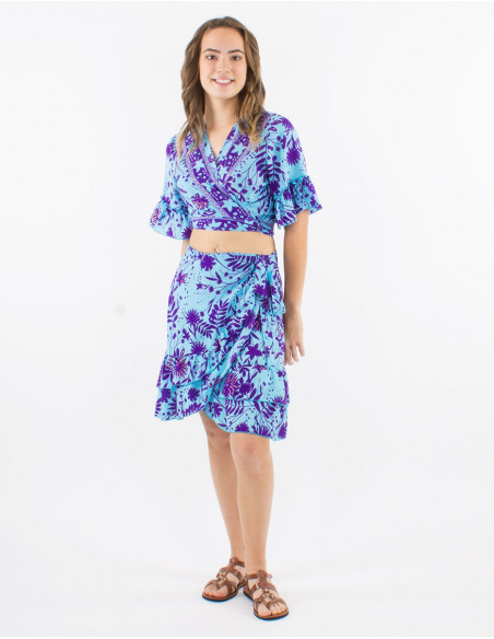 Polyester short sleeves blouse and "aster dore" print