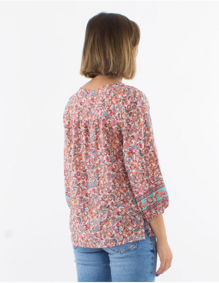 Chemisier polyester manches 3/4 imprimé floral