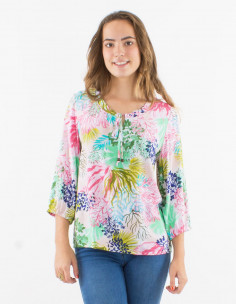 Chemisier viscose manches 3/4 imprimé océanique 2