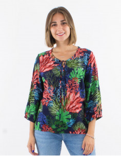 Chemisier viscose manches 3/4 imprimé océanique 2