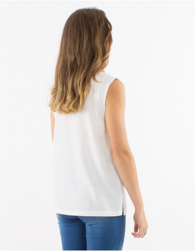 54% linen 46% viscose sleeveless blouse