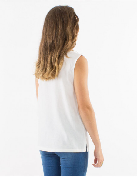 54% linen 46% viscose sleeveless blouse