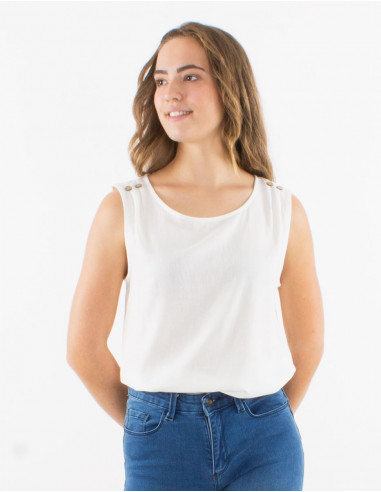 54% linen 46% viscose sleeveless blouse