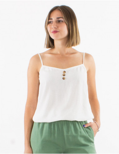 54% lin 46% viscose strapped top