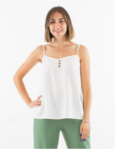 54% lin 46% viscose strapped top