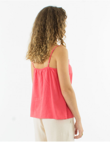 54% lin 46% viscose strapped top