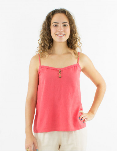 54% lin 46% viscose strapped top