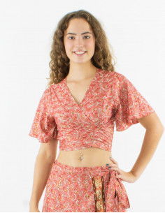 Top polyester manches courtes sari imprimé 2