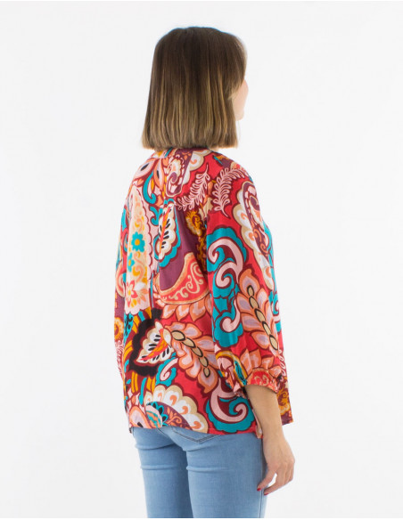 Chemisier viscose boutonné manches 3/4 imprimé Antalya