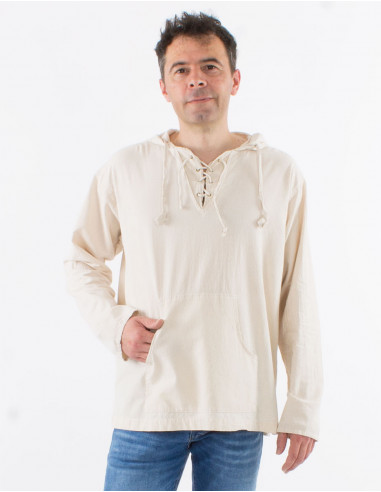 Cotton gent shirt with hood