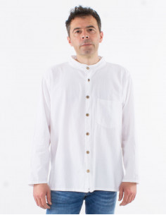 Chemise homme coton uni manches longues boutonnée sw 2