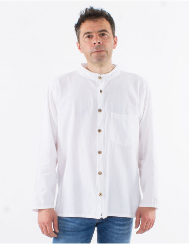 SW cotton gent plain shirt with buttons and long sleeves