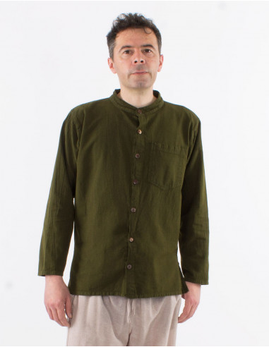 Chemise homme coton uni manches longues boutonnée sw