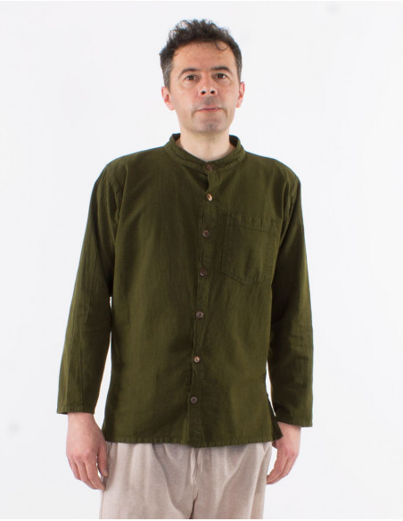 Chemise homme coton uni manches longues boutonnée sw